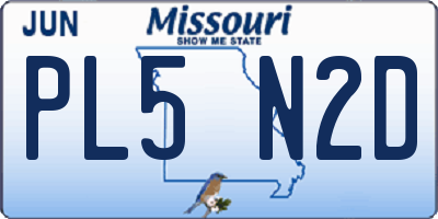 MO license plate PL5N2D