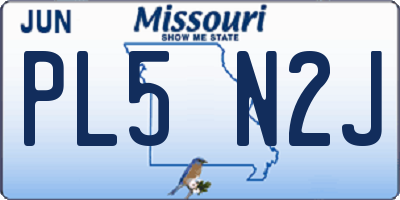 MO license plate PL5N2J