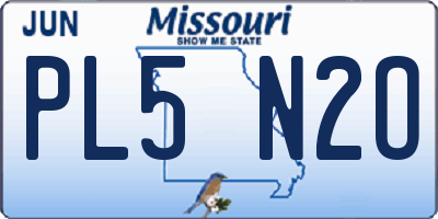MO license plate PL5N2O