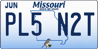 MO license plate PL5N2T