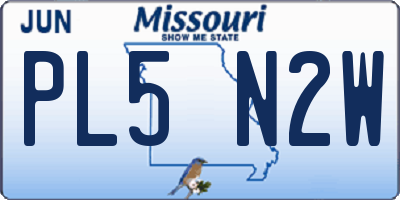 MO license plate PL5N2W