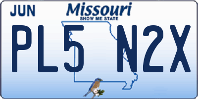 MO license plate PL5N2X