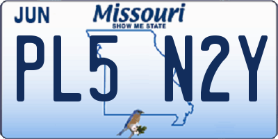 MO license plate PL5N2Y