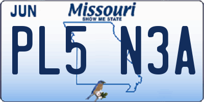 MO license plate PL5N3A