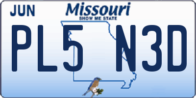 MO license plate PL5N3D