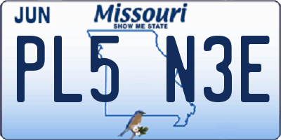 MO license plate PL5N3E