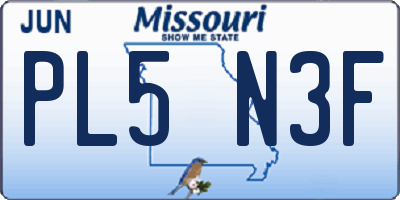 MO license plate PL5N3F