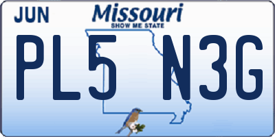MO license plate PL5N3G