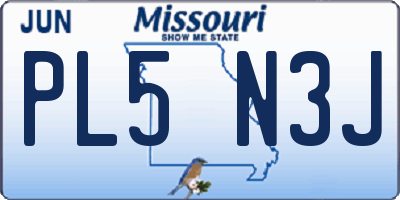 MO license plate PL5N3J