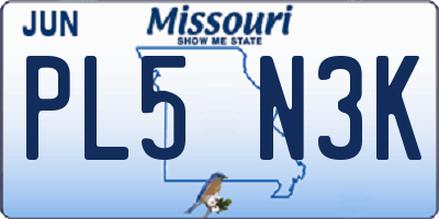 MO license plate PL5N3K
