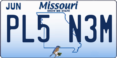 MO license plate PL5N3M