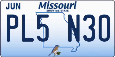 MO license plate PL5N3O