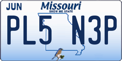 MO license plate PL5N3P