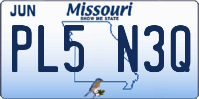 MO license plate PL5N3Q