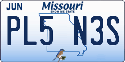 MO license plate PL5N3S