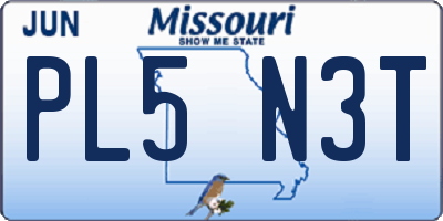 MO license plate PL5N3T