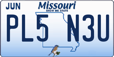 MO license plate PL5N3U