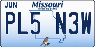 MO license plate PL5N3W