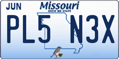 MO license plate PL5N3X