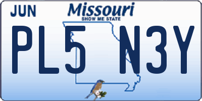 MO license plate PL5N3Y