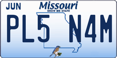 MO license plate PL5N4M