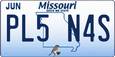 MO license plate PL5N4S