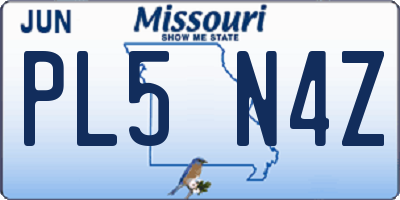 MO license plate PL5N4Z