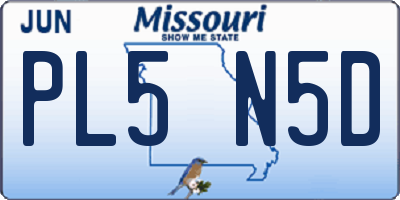 MO license plate PL5N5D