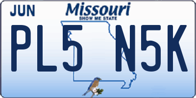 MO license plate PL5N5K