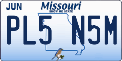 MO license plate PL5N5M