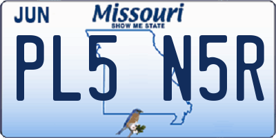 MO license plate PL5N5R
