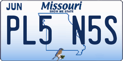 MO license plate PL5N5S