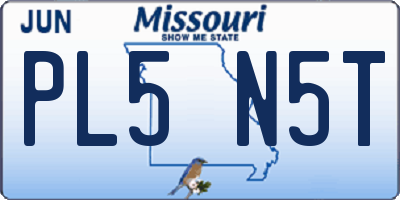 MO license plate PL5N5T