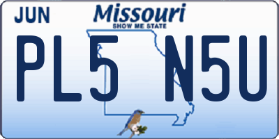 MO license plate PL5N5U