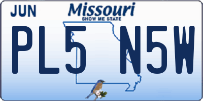 MO license plate PL5N5W