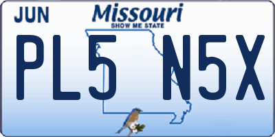 MO license plate PL5N5X
