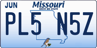 MO license plate PL5N5Z