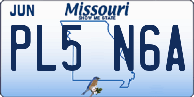 MO license plate PL5N6A