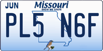 MO license plate PL5N6F