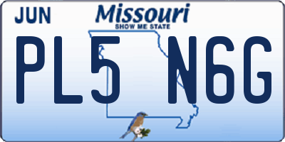 MO license plate PL5N6G