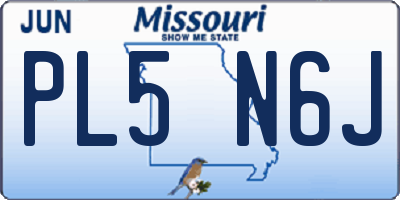 MO license plate PL5N6J