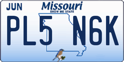 MO license plate PL5N6K