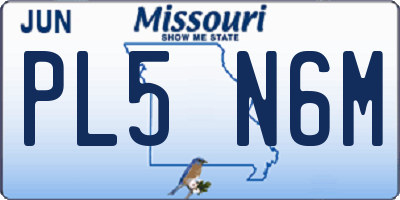 MO license plate PL5N6M