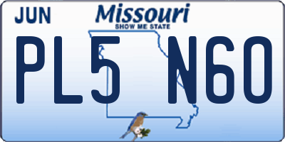 MO license plate PL5N6O