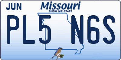 MO license plate PL5N6S