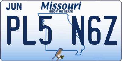 MO license plate PL5N6Z
