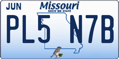 MO license plate PL5N7B
