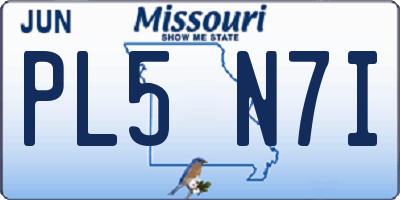 MO license plate PL5N7I