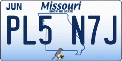 MO license plate PL5N7J