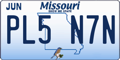 MO license plate PL5N7N